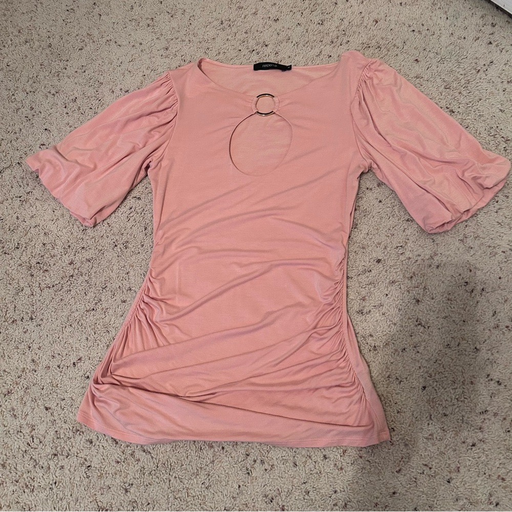 Arden B Pink Blouse with Ring Detail